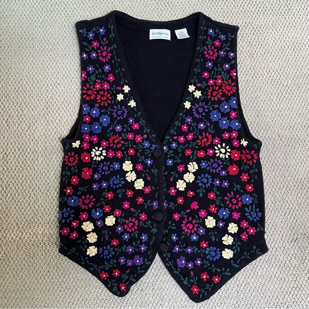 Vintage Floral Knit 90s Vest